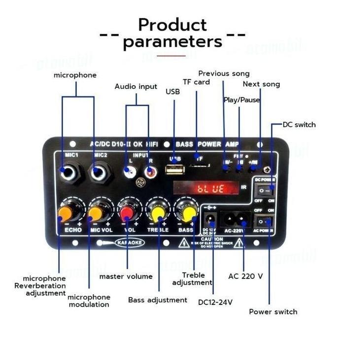 Amplifier Bluetooth 2000W Super Bass 12V 24V 220V Modul Power Amplifier Untuk Speaker Aktif Bass Man