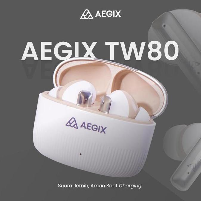 Tws Aegix Tw80 Bluetooth 6.0 Headset Wireless Stereo Bass Enc Peredam Kebisingan Earphone Earbuds Al