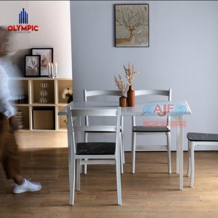 Olympic meja makan / dinner table 4 kursi DTM MARBLE