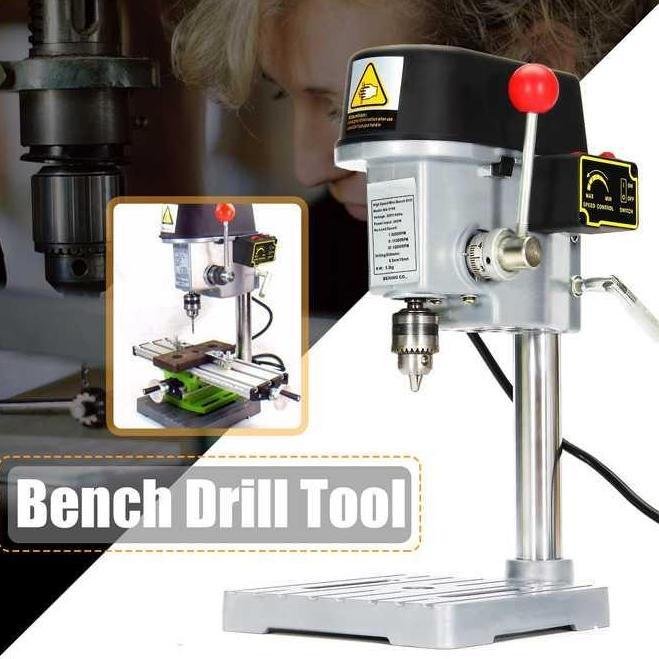 WOLIKE Mesin Bor Duduk Mini Drill Press 0.6-6.5mm 340W Silver MURAH