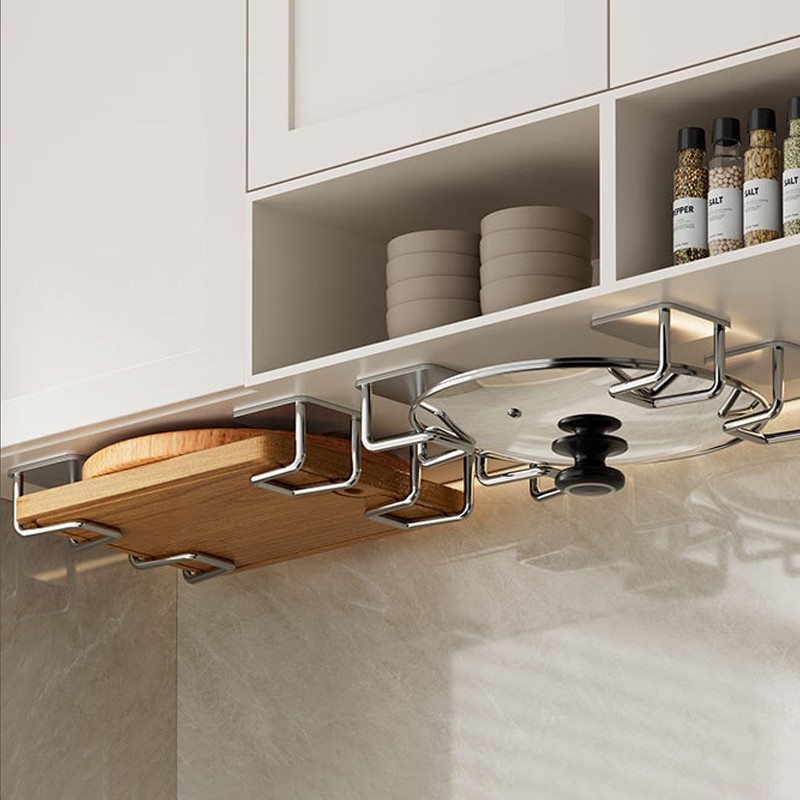 1Set/6Pcs Tempat Spons Holder Stainless Rak Untuk Spon Tutup Panci Multifungsi Tempelan 3M Kitchen S