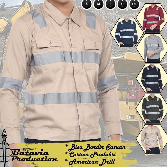 Baju Kemeja Wearpack Safety Zipper Tambang Proyek Seragam Kerja Lapangan Konstruksi Mekanik PLN Paka