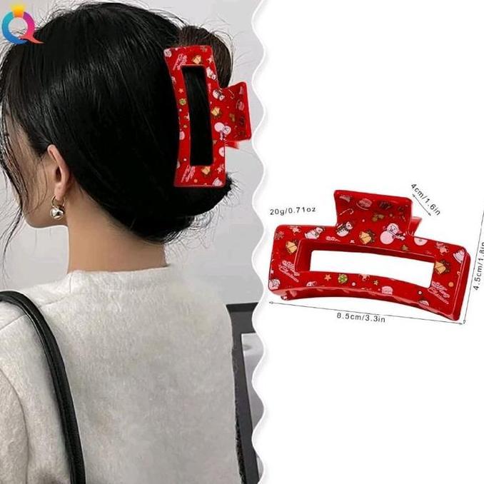 Jepit Rambut Berongga Motif Snowman Pohon Natal Aksesoris Wanita Natal Elegan Clips