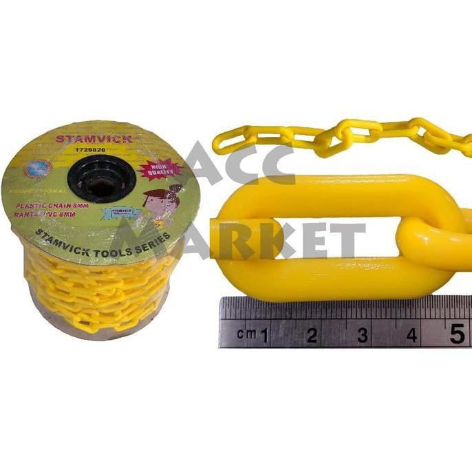 Rantai Plastik Pembatas PVC METERAN 8 Mm Warna