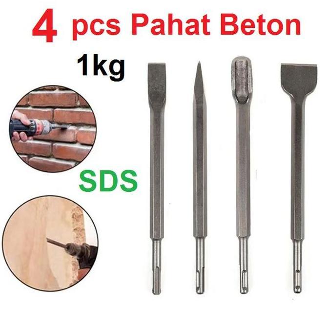 VIWIUWIU Pahat Beton SDS 4Pcs Flat Chisel Bobok Beton Tembok Pahat Sekop Palu Listrik Gagang Bulat U
