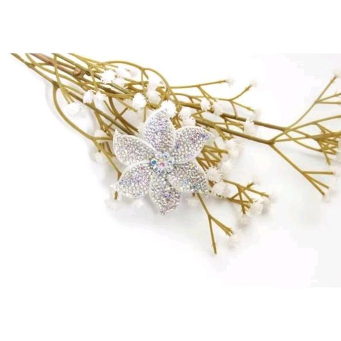 Bunga Kelopak Ungu Gliter Aksesoris Bros Bunga Souvenir Seserahan Kristal Clips Bahan Katun Kristal 
