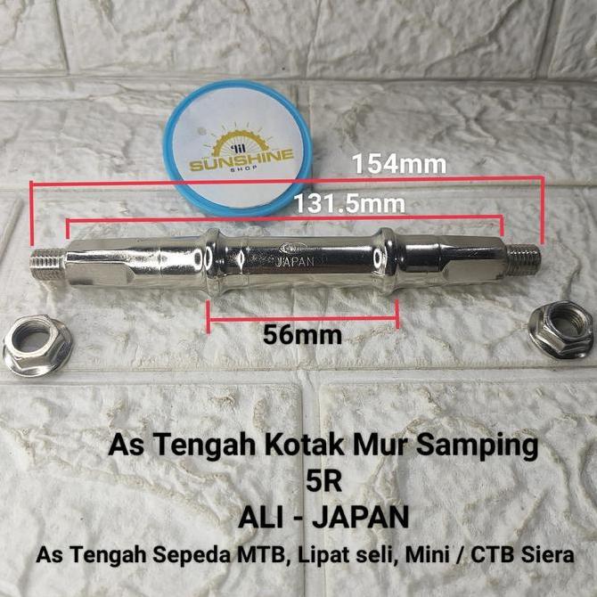 As Tengah BB Kotak Mur Samping 5R ALI JAPAN Untuk Crank Gear Tengah Sepeda MTB Lipat