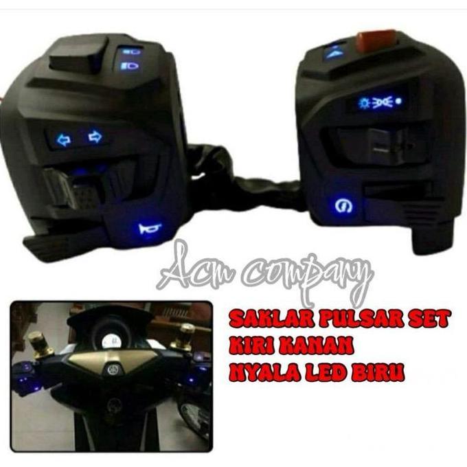 Saklar Set Kiri Kanan LED Biru NMAX Old 2019 ke Bawah untuk Modifikasi Soket/Universal Sepeda Motor