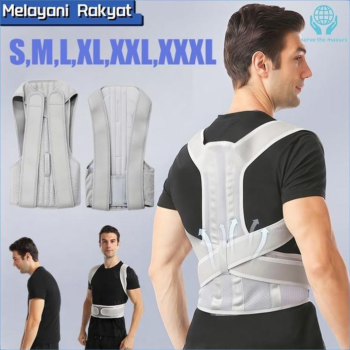 SWASAGARA Korektor Postur Korset Punggung Back Brace Untuk Pria & Wanita Memperbaiki Posture Sakit P