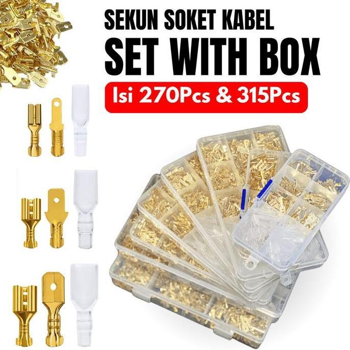 FOWERLEB Skun Sekun Konektor Kabel Terminal Aki Listrik Insulated 315 Pcs