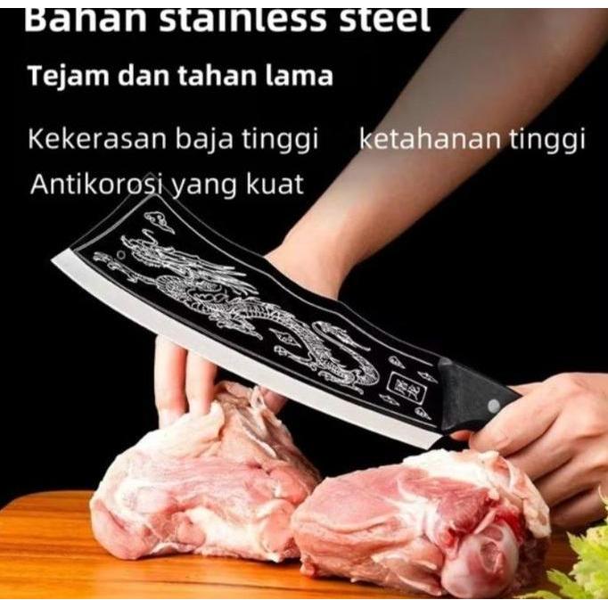 GAIZINPO Pisau Ukir Naga Jepang / pisau dapur pemotong tulang / pisau tulang ukir naga