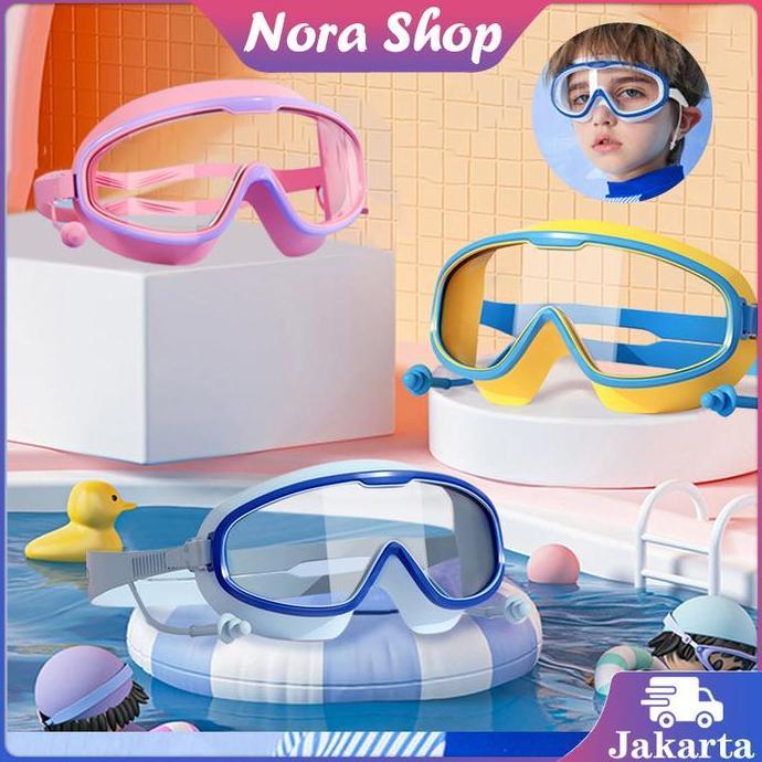 DIKARTELLA Kacamata Renang Snorkeling Anak Anti Fog Pelindung Telinga Renang Alat Snorkeling Anak