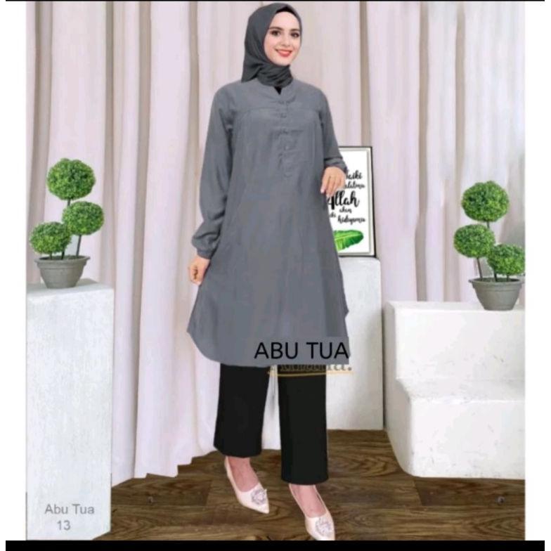 HEMAT Tunik polos viscose jumbo abu tua