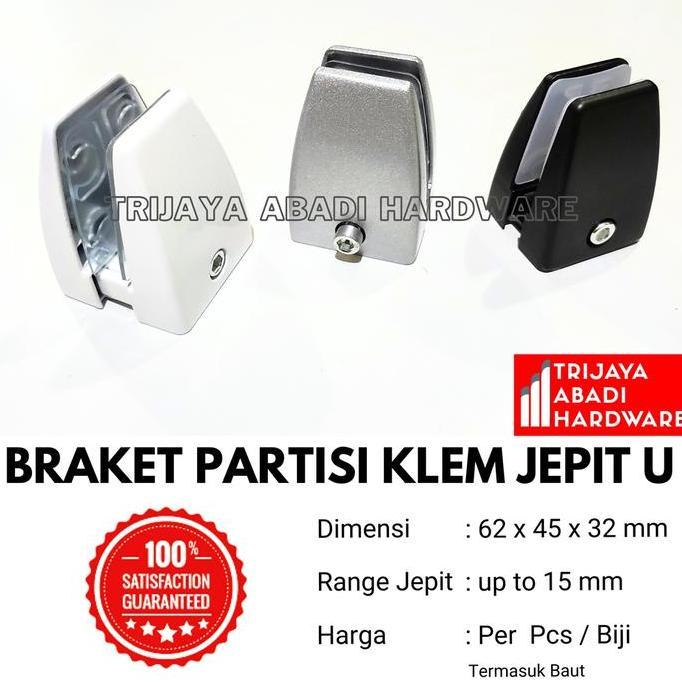 DEAL TERBAIK - Braket Partisi U Meja Kantor Klem Jepit Kaca Akrilik Kayu Batas Ruang
