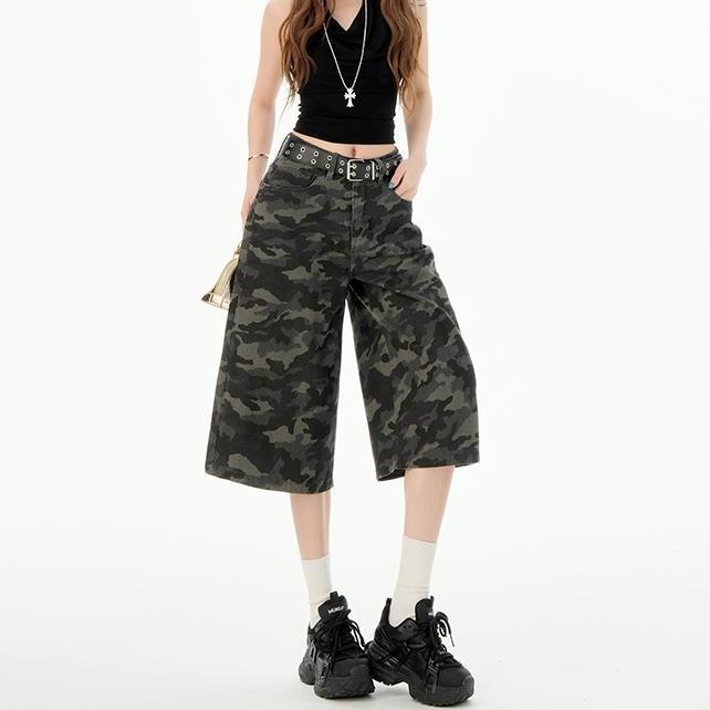 Jeans.cewekCelana 3/4 Wanita Motif Army Camouflage Motif Loreng Celana Loreng Korea Style GM