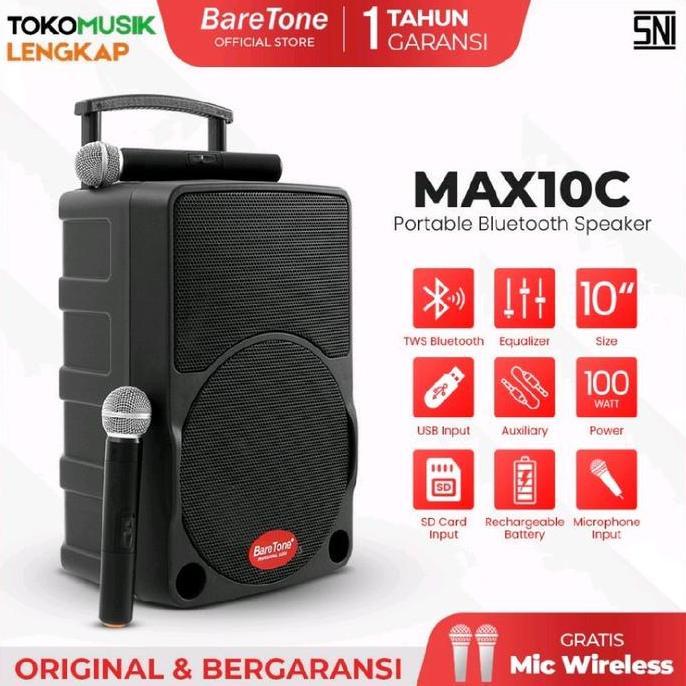 Baretone Speaker Portable MAX10C Speaker Bluetooth 10inch Speaker Baretone MAX 10C
