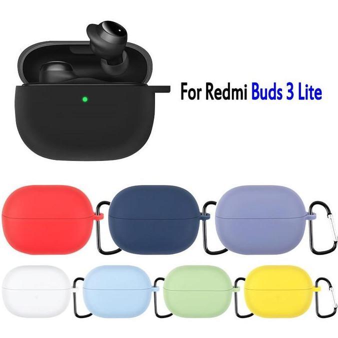 Soft Case Silikon Kompatibel Untuk TWS Xiaomi Redmi Buds 3 Lite + Carabiner