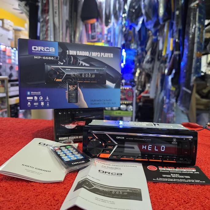 HARGA TERBAIK - Head Unit Single Din ORCA MP-6686 Bluetooth USB Aux Radio