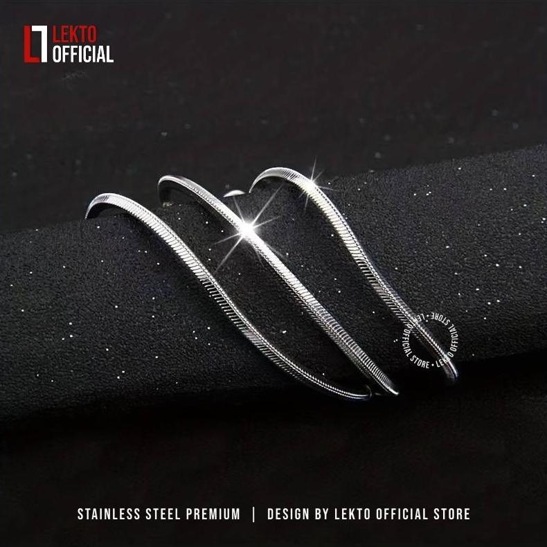 DISKON Kalung Titanium Pria Anti Karat Silver Asli Original Wanita Perak Putih Model Kotak Kalung Mo