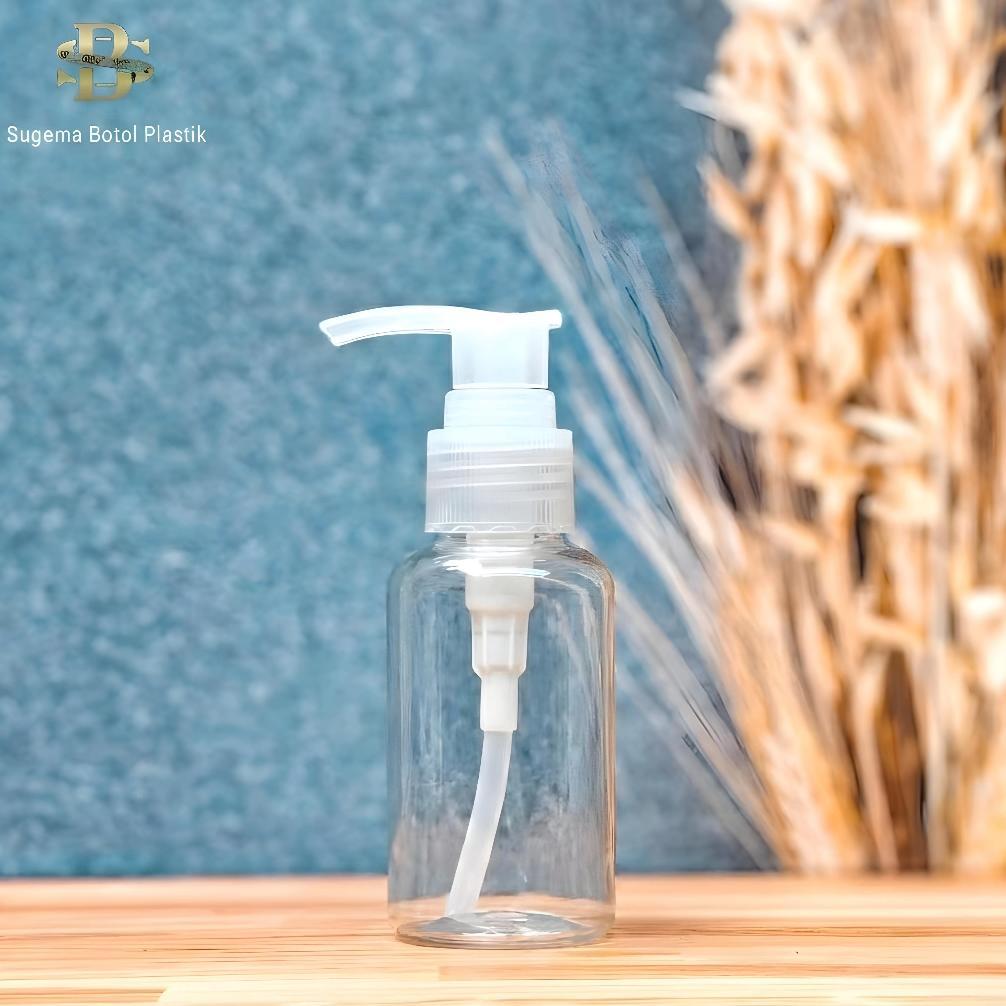 NEW Botol Pump 60ml Bening / Botol Plastik 60 Ml Pet Kecil Tutup Pump Lotion