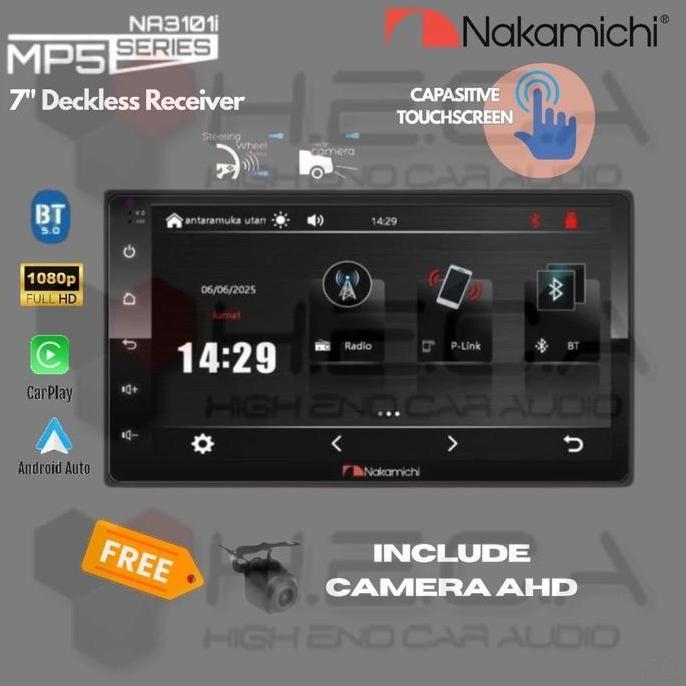 PROMO HARI INI - Deckless NAKAMICHI 7 inch Apple Carplay & Android Auto Head Unit Tape Mobil + Camer