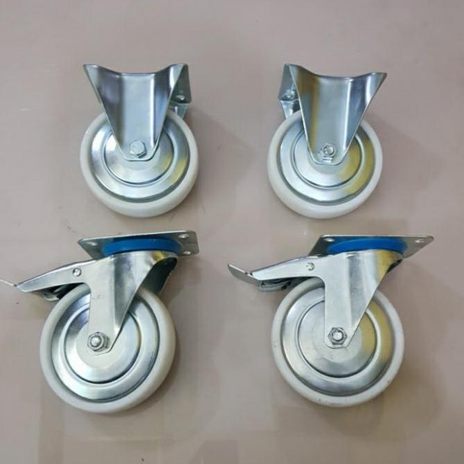 HARGA SAHABAT - roda nilon / roda gerobak / roda troli 5 inch (2 rem 2 mati) 1 set
