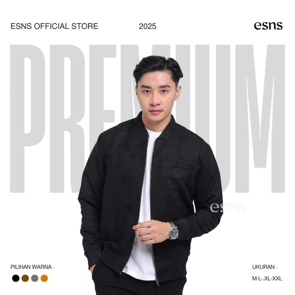 MURAH ESNS Bomber Jaket Suede Premium Pria Original Vintage Keren Jacket Tebal Original Terbaru Cowo