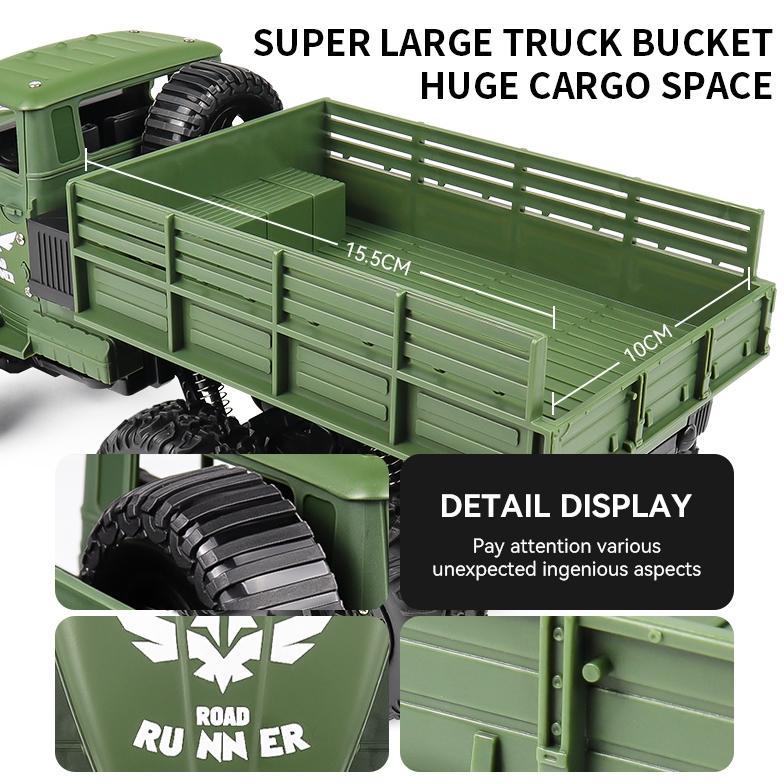 DISKON TRUK MILITER REMOTE CONTROL DENGAN LAMPU 2.4GHZ 4WD RC MOBIL TRUK KARGO BESAR BAHAN ALLOY