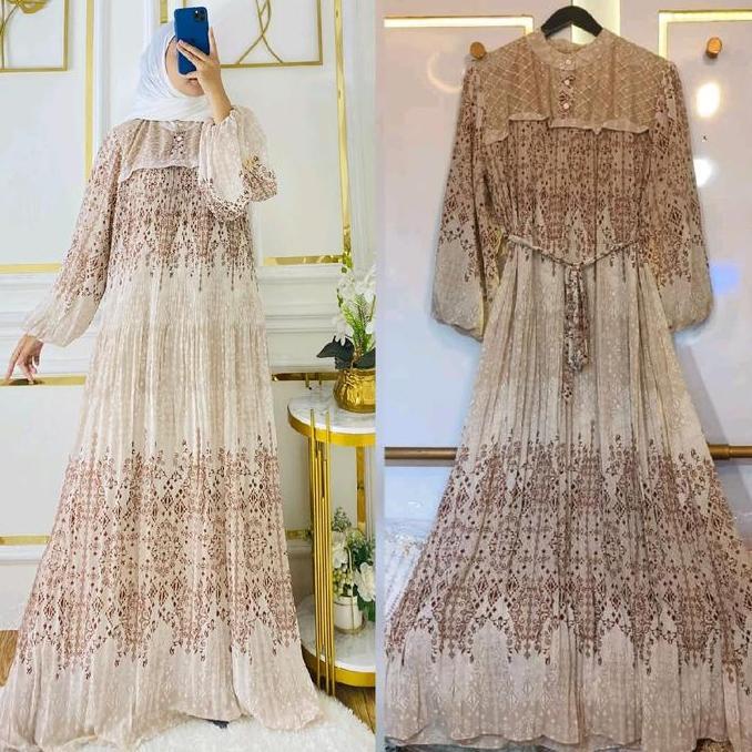 New Nadeera Gamis Plisket Renda Promo Lebaran