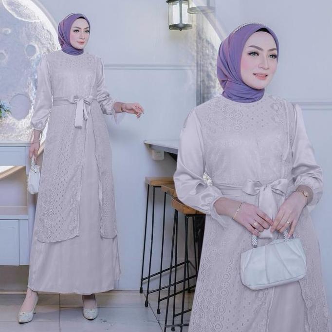 New Kayla Maxi Dress Brukat Mewah Gamis Fashion Pesta Kondangan Terbaru Promo Lebaran