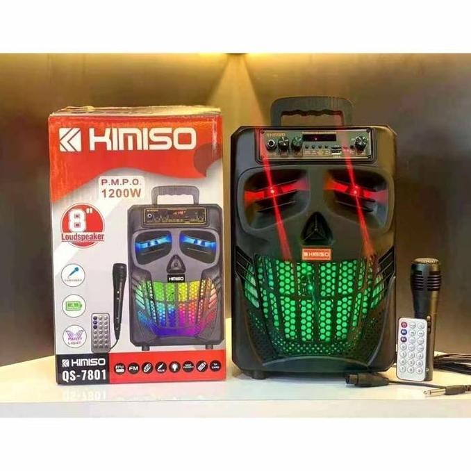 SPEAKER BLUETOOTH PROTABLE KIMISO 8 INCH QS-7801 LED PLUS MIC