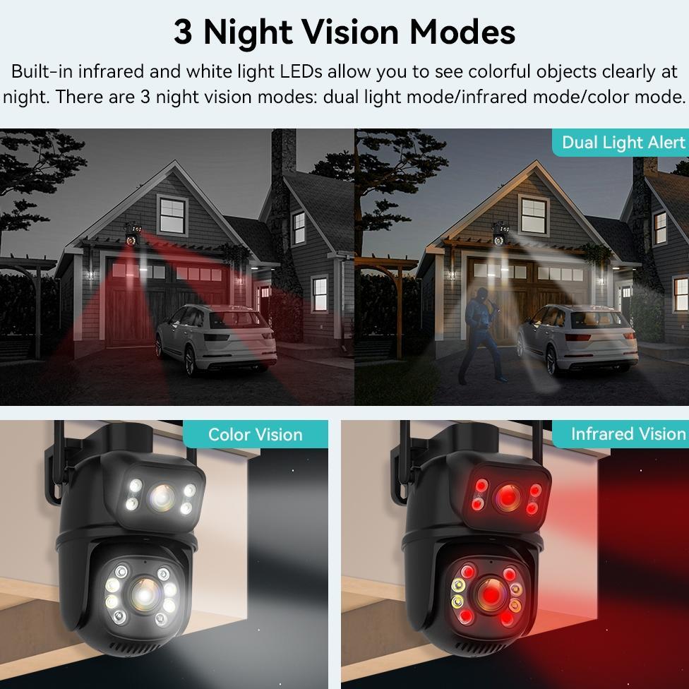 Sale Hamrol 6K 12Mp Kamera Wifi Ptz Three Lens Waterproof 8Mp Dual Lens Auto Tracking Outdoor Cctv C