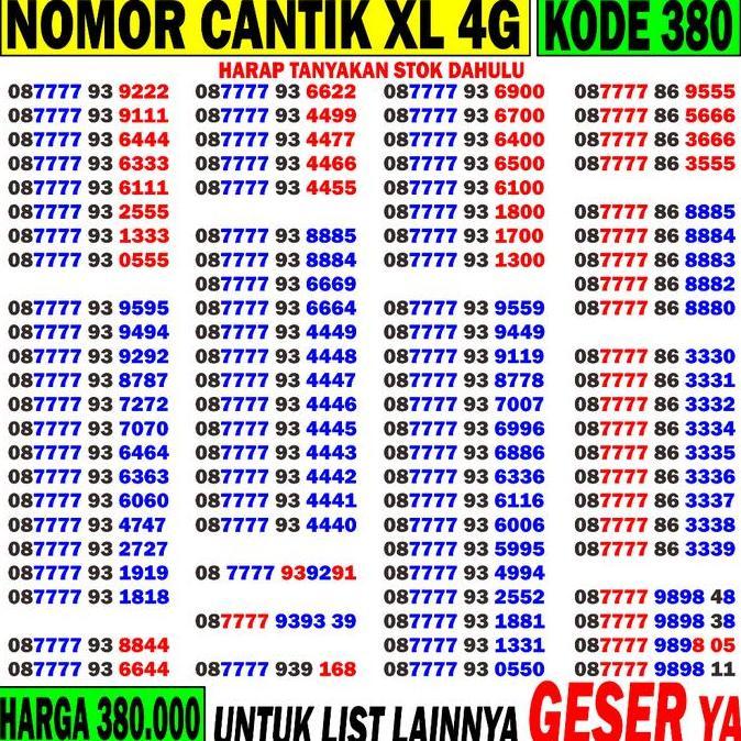 Kartu Perdana Nomor Cantik XL KODE 1000 - Nomor Cantik XL 4g - Nomer