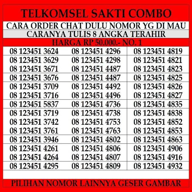 Nomor Cantik Telkomsel Sakti Combo 50 Simpati Nomer Loop Kartu As