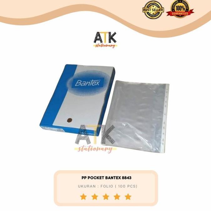 Plastik PP Pocket File Folio Bantex 8843 F4 Isi 100 Lembar atk original