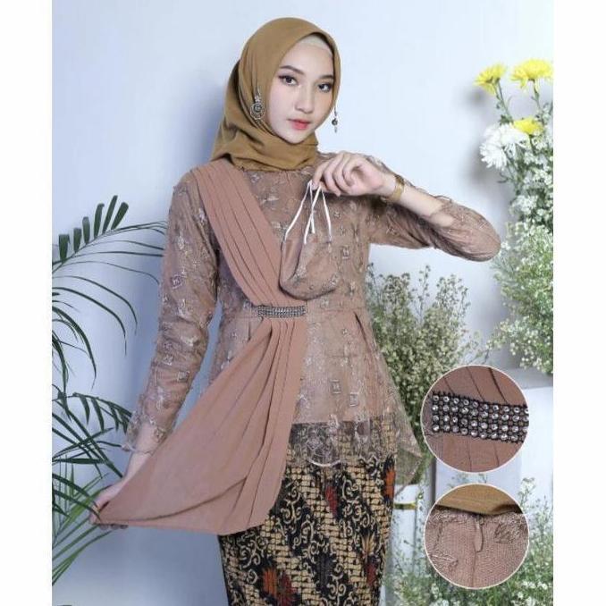 atasan kebaya modern ungu pesta atasan kebaya brukat tile bordir mewah TM