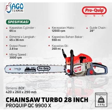 """] Chainsaw Pro-Quip USA QC9900X Barlaser 28 Produk Asli Berkualitas dari USA