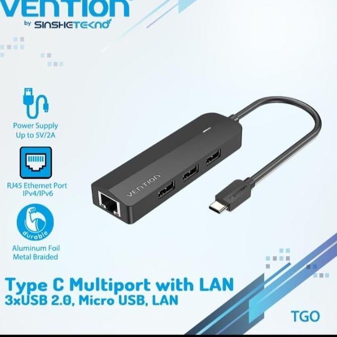 USB type c to LAN + usb hub + micro USB VENTION Computer
