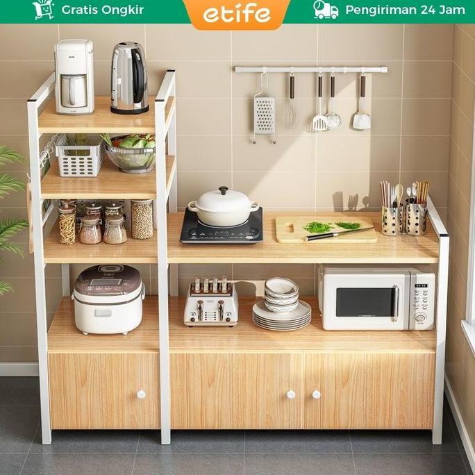 Etife Rak Dapur / Meja Dapur / Meja Kompor Tungku / Lemari Dapur / Rak Oven / rak kayu dapur