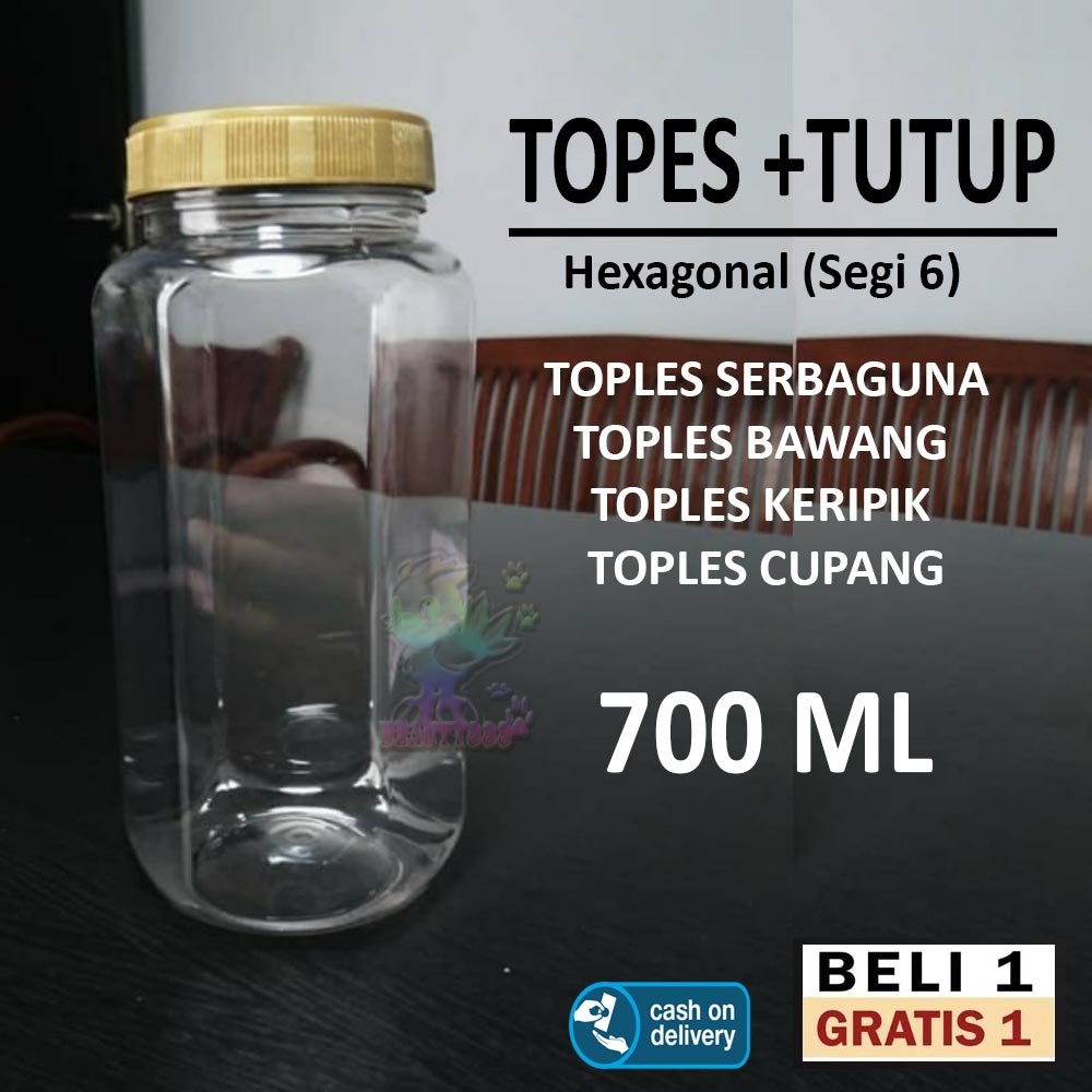Beli 1 Grats 1 Toples + Tutup 700 Ml (Segi 6) / 2 Liter 61 Gram (Segi 4) / 2 Liter 65 Gram (Segi 6) 