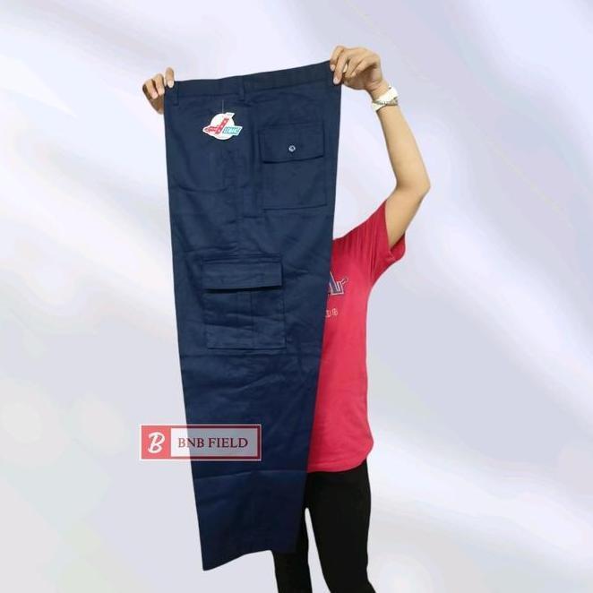 Celana Panjang Cargo Celana Panjang Cargo Biru Biru Navy Bahan American Drill