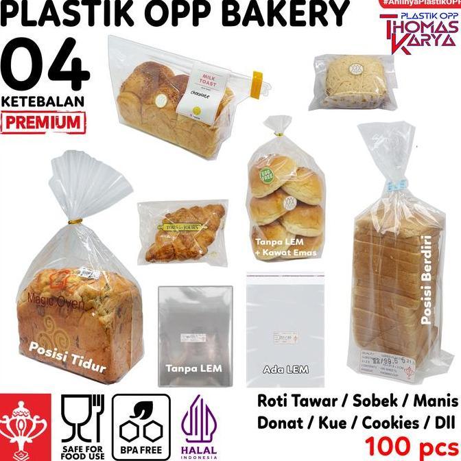 Plastik Opp Roti Tawar Isi 100 Kantong Bening Besar Kemasan Donat Cookies Kue Manis Sobek Jumbo Terl