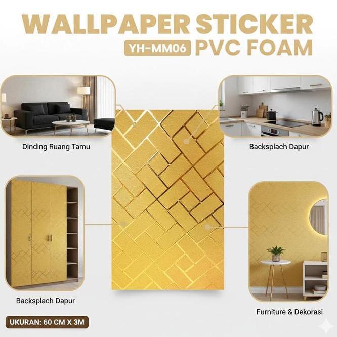 Wallr Foam Pvc Full Glossy Wallr Stiker Dinding Roll Ukuran 60Cm X 3 Meter Motif Bata Warna Glossy W