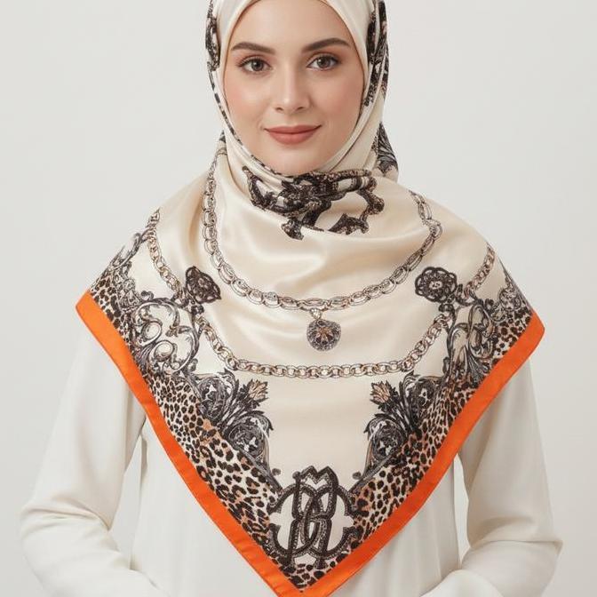 Ready Yen - Jilbab 90*90Cm Silk Sutra Segi Empat Kerudung Premium Turki / Scarf Kerudung Turky Hijab