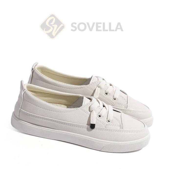Bisa Cod - Sovella Cleo Sepatu Flat Shoes Putih Slip On Wanita Karet