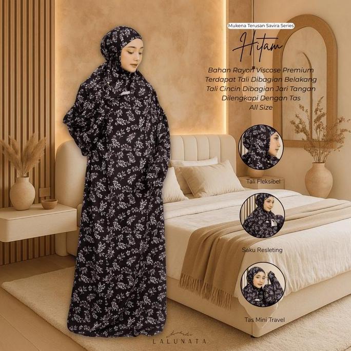 Lalunata - Mukena Terusan Savira Motif Jumbo Rayon Premium Dewasa Bahan Rayon Viscose