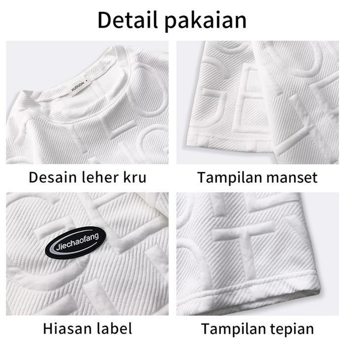 Bisa Cod - (New Promo)Baju Setelan Pria Jumbo Jacquard Kaos Oversize Dan Celana Pendek Pria Katun Di
