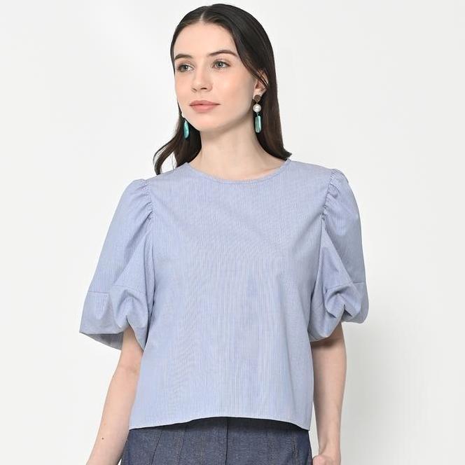 Neu Mor Puffy Neu Mor Puffy Stripe A836 Blue Blouse - Dark