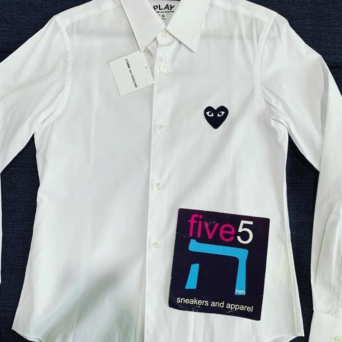 Cdg Play Kemeja Cdg White Black Shirt Heart