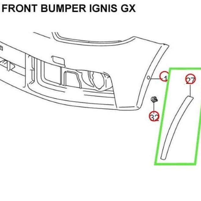 Moulding Spoiler List Bumper Depan Suzuki Ignis Gx Sgp